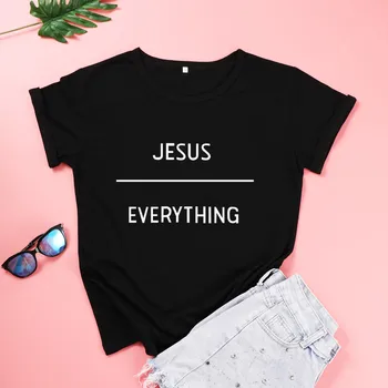 Ježiš Všetko Bavlna Ženy T-Shirt Plus Veľkosť Módne Grafické Hurajuku Ženské Oblečenie O Krk Christian Krátke Rukáv Top Tees