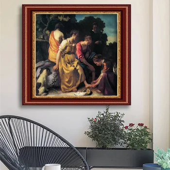 Johannes Vermeer Plátno olejomaľba Vytlačí Plagát Diana a Jej Družina Wall Art Obraz obývacia Spálňa Izba Domáce Dekorácie