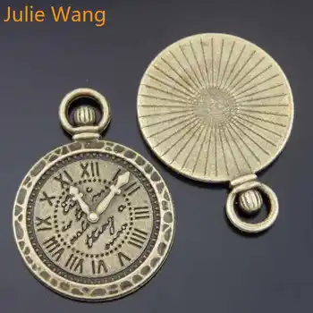 Julie Wang 6PCS Vintage Kolo Vreckové Hodinky Tvar Kúziel Antickej Bronzovej Zliatiny Ručné Remeselné Zdobia Šperky, Takže Príslušenstvo 12318