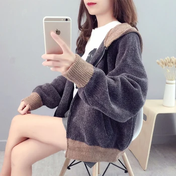 Kabát s kapucňou sveter žena krátke kórejská verzia voľné hrubé 2020 jar jeseň ženy, nový sveter s kapucňou sveter bunda ženy 43 26023