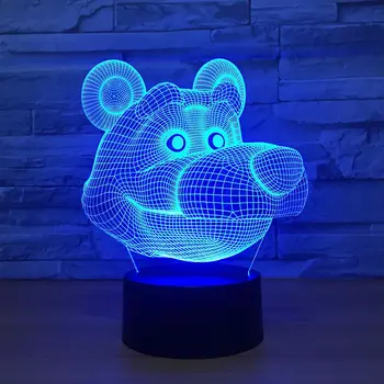 Karikatúra Roztomilý Medveď Tvar LED Lampa 3D Detská Nočné Svetlo Deti Spanie Lampa 7 Farieb Zmeniť Stôl Tabuľka USB Svetlo 38487