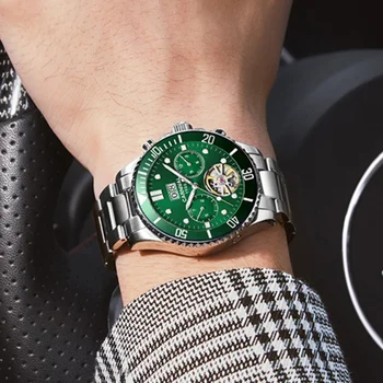 Karneval tourbillon mužov sledovať svetelný luxusné značky mechanické hodinky mužov plné oceľové hodiny reloj nepremokavé relogio montre 2019