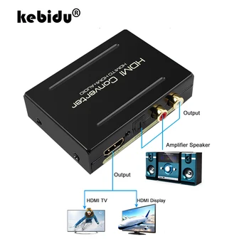 Kebidu 1080P kompatibilný s HDMI Optický SPDIF Suppport 5.1 + RCA L/R Audio Video Converter Extractor Splitter Adaptér Plug EÚ