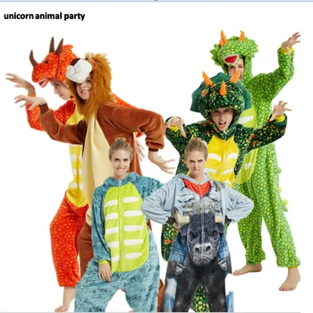 Kigurumi Onesies Zelená Triceratops 3d mačka 3d dobytka Cosplay halloween Christmas Party Pyžamo Pyžamá kostýmy, karnevalové kostýmy