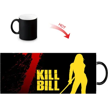 Kill Bill Hot Reaktívne Citlivé Hrnčeky Čierna Biela Zmena Farby Keramický Hrnček Porcelán, Čaj Šálku Kávy 12 oz