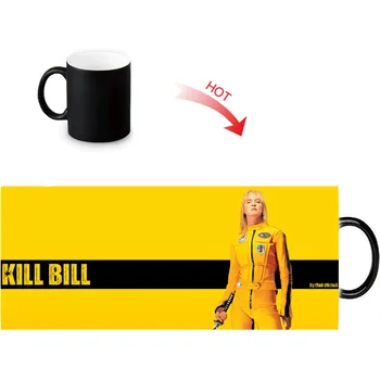 Kill Bill Hot Reaktívne Citlivé Hrnčeky Čierna Biela Zmena Farby Keramický Hrnček Porcelán, Čaj Šálku Kávy 12 oz