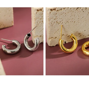 Kinel Bijoux Femme Piercing kórejský Šperky S925 Mincový Striebro 18K Zlata, Náušnice Okrúhle Kruhu Trubice Náušnice pre Ženy