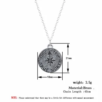 Kinitial Nájsť Svoju Pravú Severnej Náhrdelník Jewelr collares Starožitné Kúzlo Kompas Náhrdelník Prívesok Charm Reťazí Choker Náhrdelník 3654