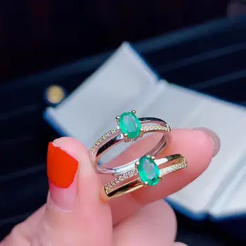 KJJEAXCMY boutique šperky 925 sterling silver vykladané prírodné emerald drahokam trendy, ženské krúžok podpora detekcie luxusné