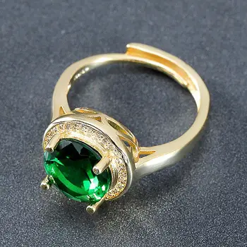 Klasická kolo green crystal emerald kamene, diamanty prstene pre ženy, 18k zlato tón šperky bijoux bague strany darček príslušenstvo