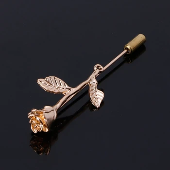 Klasické Zlaté 3D Ruže Kvet Preklopke Kolíky Stick Brošňa pre Vyhovovali Ženy Šperky U2JF
