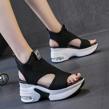Klin Sandále pre ženy Vysokej Príležitostné Letné Ženy Sandále Novinka Hrubé Platformu sandále Pláže Topánky ženy sandále Členok Popruh