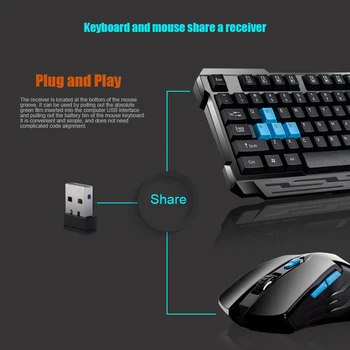 Klávesnice Myši Kombá Nepremokavé Multimediálne 2.4 GHz Wireless Gaming Keyboard USB Bezdrôtový Mous LHB99