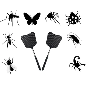 Komár a Lietať Zabíjanie Plastové Lietať Plácačka Stiahnuteľné z Nehrdzavejúcej Ocele Prút, Vhodný pre Vnútorné a Vonkajšie Použitie (2 Ks)