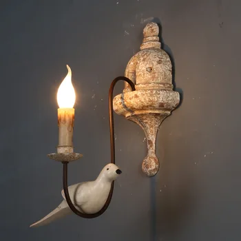Krajina dreva umenie retro nástenné svietidlo tvorivé vták svetlo iron art obývacia izba, spálňa dekoratívne osvetlenie