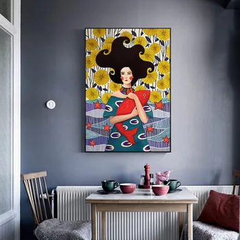 Kreatívne Abstraktný Obrázok a Ryby Stenu Sprejom Maľovanie Obývacia izba pozadí gauč dekorácie Spálňa Office Fashion Shop