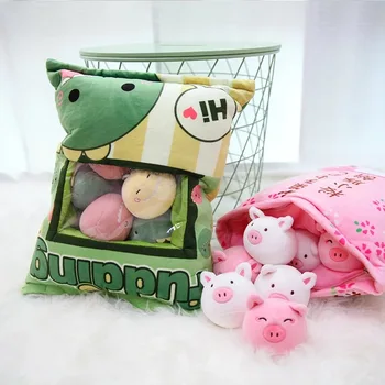 Kreatívne Hračky taška 8pcs plyšové zelený dinosaurus/jednorožce plnené puding vankúš swag hračky darček pre deti, Pohovka Sídlo Vianoce