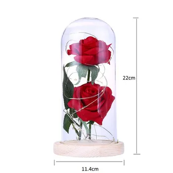 Kráska A Zviera Večný Kvet Ruže V Banková Svadobné Dekorácie Umelé Kvety V Sklenený Kryt Na Valentína Darček 22811