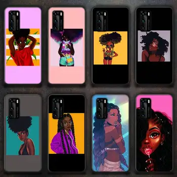 Krásne Afro Dievčatá Telefón puzdro na huawei P40 pro lite P8 P9 P10 P20 P30 psmart 2017 2018 2019