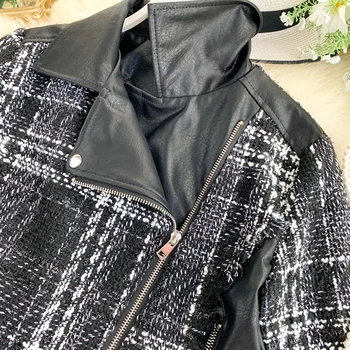 KVALITNÉ Štýlové, cool koberčeky Bunda pre Ženy Lev zipsy krátke dizajn ženy bundy čierny kockovaný zime teplé outwear topy 1741