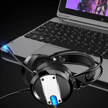 Káblové Hráčsky Headset Hlboké Basy Herné Slúchadlá s Mikrofónom LED Svetlo pre PC Prenosný Počítač