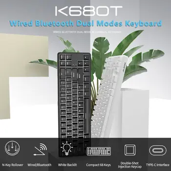 Káblové pripojenie Bluetooth 68 Kľúče s Anti-tieňov Dizajn Mechanické Klávesnice pre Ajazz K680t Rôzne Režimy Podsvietenia Typ C