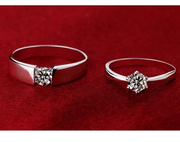 Kórejský Vintage Snubné Prstene Pre Milovníkov Strieborná Farba Cubic Zirconia Pár Krúžok Bague Femme 2016 Módne Šperky 49% z J036 47492