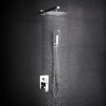 Kúpeľňa Luxusné Dážď Mixér Sprcha Combo Sada na Stenu Zrážok Sprcha Hlavu Systém Pevná sprchové batérie, ventil ,Leštený Chróm