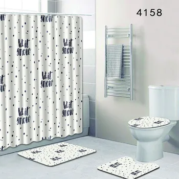 Kúpeľňa Nastaviť Notre Dame de Paris Tlač Nepremokavé Polyesterové Sprchový Záves Nastaviť Kryt MatSet Non-Slip Koberec, Wc Veko Krytu