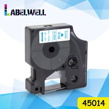 Labelwell 45014 kompatibilný pre Dymo D1 45014 12mm Modré na Bielom štítku pásky, vymeňte pre Dymo LabelManager 100 120P 150 210 D 280