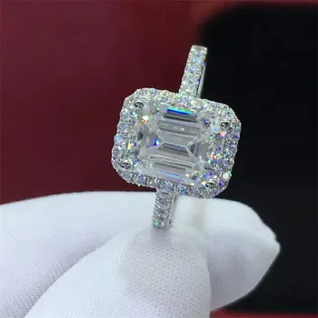 Lady Luxusné Crystal Obdĺžnik Prstene Pre Ženy Šperky Najvyššej Kvality Platinum Krúžok Dievča Nevesta Svadobné Sľúbil Príslušenstvo Žena 11617