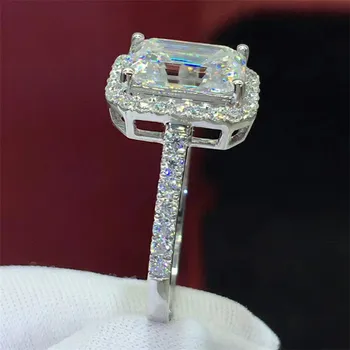 Lady Luxusné Crystal Obdĺžnik Prstene Pre Ženy Šperky Najvyššej Kvality Platinum Krúžok Dievča Nevesta Svadobné Sľúbil Príslušenstvo Žena