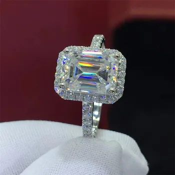 Lady Luxusné Crystal Obdĺžnik Prstene Pre Ženy Šperky Najvyššej Kvality Platinum Krúžok Dievča Nevesta Svadobné Sľúbil Príslušenstvo Žena