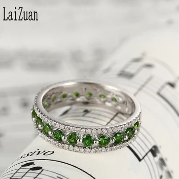 LaiZuan Rýdzeho Striebra 925 1.7 CT Certifikované Kolo Prírodného Diamantu & Chrome Diopside Angažovanosti Žien Jedinečný Klasické Šperky Krúžok