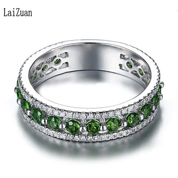 LaiZuan Rýdzeho Striebra 925 1.7 CT Certifikované Kolo Prírodného Diamantu & Chrome Diopside Angažovanosti Žien Jedinečný Klasické Šperky Krúžok