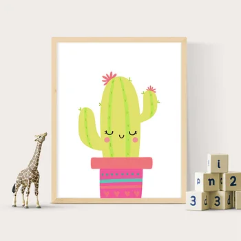 Lamy Alpaky Tlač Škôlky Wall Art Plátno na Maľovanie Kaktus Nordic Plagáty a Vytlačí Kreslených obrazov na Stenu pre Deti Izba Dekor