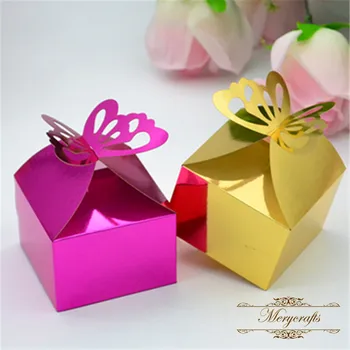 Laserom rezané papiera v remesiel motýľ indická svadba prospech sladké krabičky na darčeky