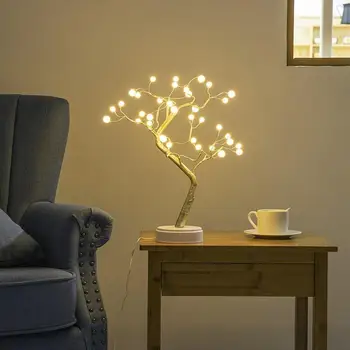 LED Nočné Svetlo Mini Vianočný Stromček Medený Drôt Garland Lampa Pre Domáce Deti Spálňa Decor Rozprávkových Svetiel Dovolenku osvetlenie ZM1113