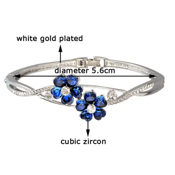 LEEKER Vintage Blue Kubický Zirkón Náramok Pre Ženy, Strieborná Farba Crystal Náramok Vyhlásenie Šperky 150 LK4 808