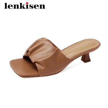 Lenkisen nový európsky štýl skladaný nádherné námestie prst med podivné päty tkaných pošmyknúť na krásy lady na denné nosenie, letné sandále L18