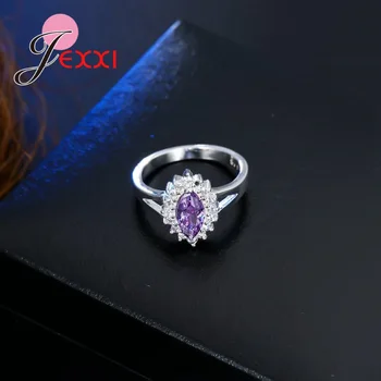 Lesklé 925 Sterling Silver Sľub Krúžky Nádherné Jedinečný Kvet Dizajn S Luxusné Crystal Koktail Party Šperky