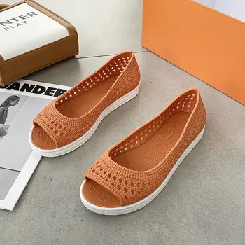 Letné Priedušný Oka Pláže Topánky Ženy Sexy Otvorené Prst Platformu Sandále Nízke podpätky Non-slip Ploché Sandál Zapatillas Mujer 2021