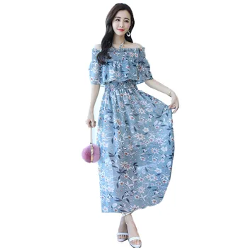 Letné Šaty Žien Kvetinový Elastické Elegantné Šaty kórejský Módne Šifón dámske Letné Šaty Holiday Beach Šaty Vestidos