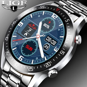 LIGE 2020 Nové Luxusné značky pánske hodinky Oceľové pásmo Fitness sledovať tepovú frekvenciu, krvný tlak, Činnosť tracker Smart Hodinky Pre Mužov 5230