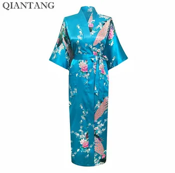 Light Blue Lady Lete Kimono Šaty, Dámske Rayon Vaňa Šaty Yukata Nightgown Sleepwear Sleepshirts Módne Pijama Mujer Veľkosti S-3XL