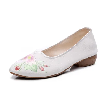 Liluo jar nové vyšívané topánky dámske látkové topánky silné päty Retro Čaj obuv antického žien Hanfu jednej topánky CN(Pôvodu)