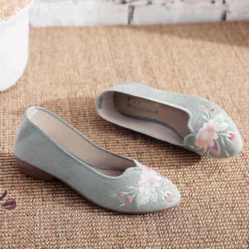 Liluo jar nové vyšívané topánky dámske látkové topánky silné päty Retro Čaj obuv antického žien Hanfu jednej topánky CN(Pôvodu)