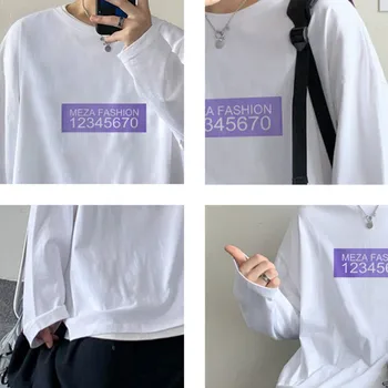 Long-sleeve T-shirt pánske Bavlna Bežné Harajuku List Vytlačený Páry Jednoduché Tshirts Vnútri Nadrozmerná 3XL Streetwear Chic