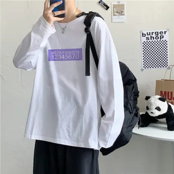 Long-sleeve T-shirt pánske Bavlna Bežné Harajuku List Vytlačený Páry Jednoduché Tshirts Vnútri Nadrozmerná 3XL Streetwear Chic