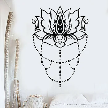 Lotus Samolepky Na Stenu Yoga Studio Art Decor Hinduistickej Symbol Abstraktné Kvet Vinyl Stenu Spálne Dekorácie, Doplnky Z499